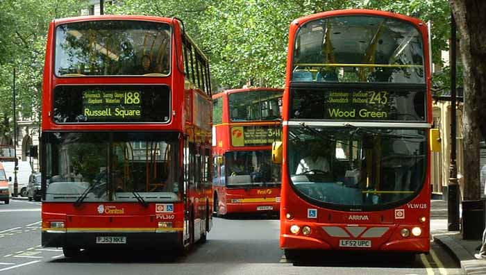 London Central Volvo B7TL Plaxton President PVL360 & Arriva Wright Gemini VLW128